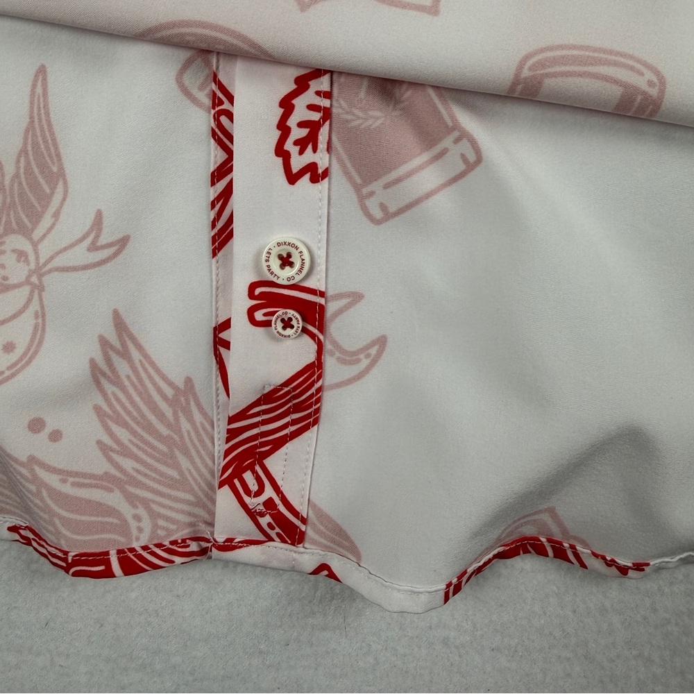 Dixxon Men's PartyBoy Short Sleeve‎ Button Down Shirt Red White Large - Picture 9 of 10